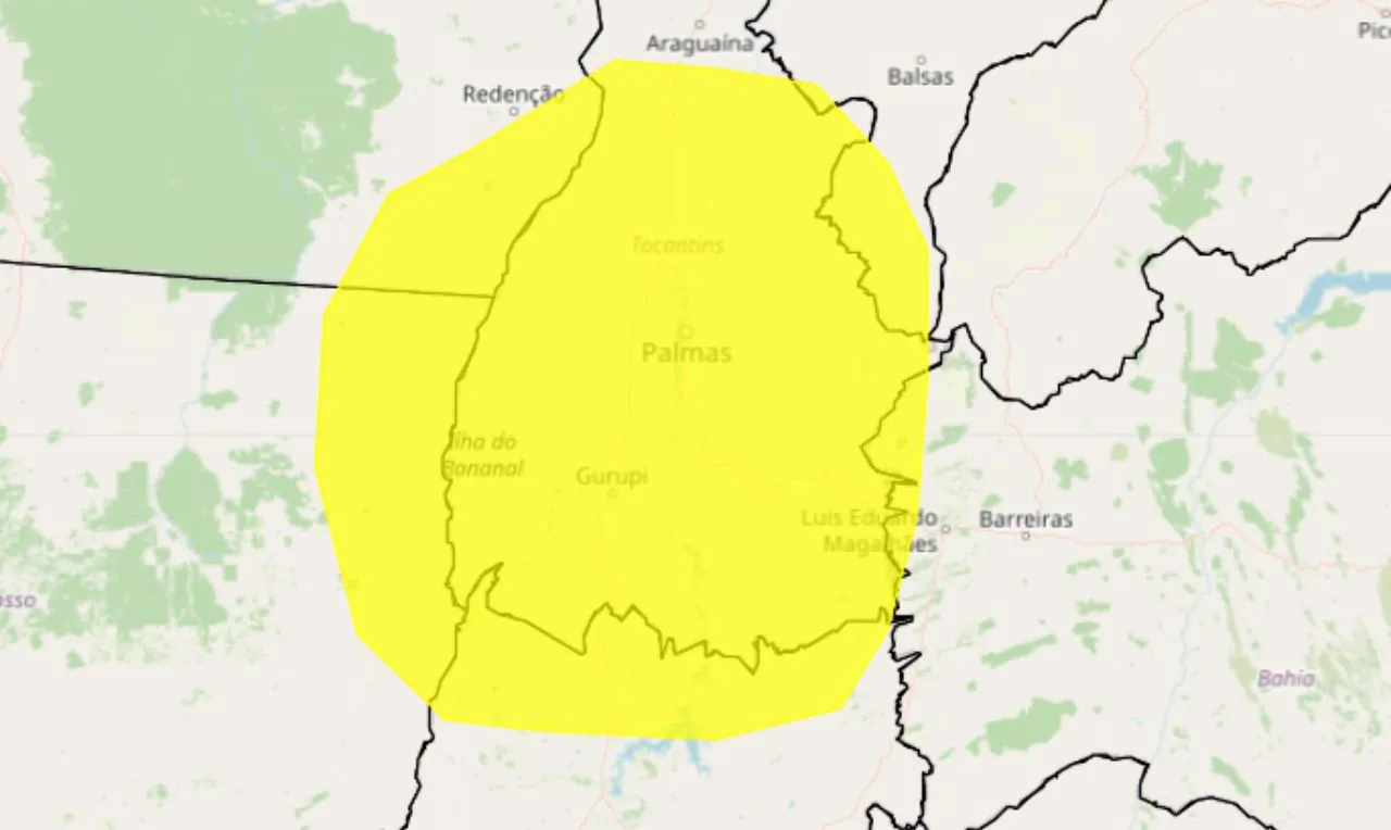 o mapa mostra as áreas em alerta para tempestade